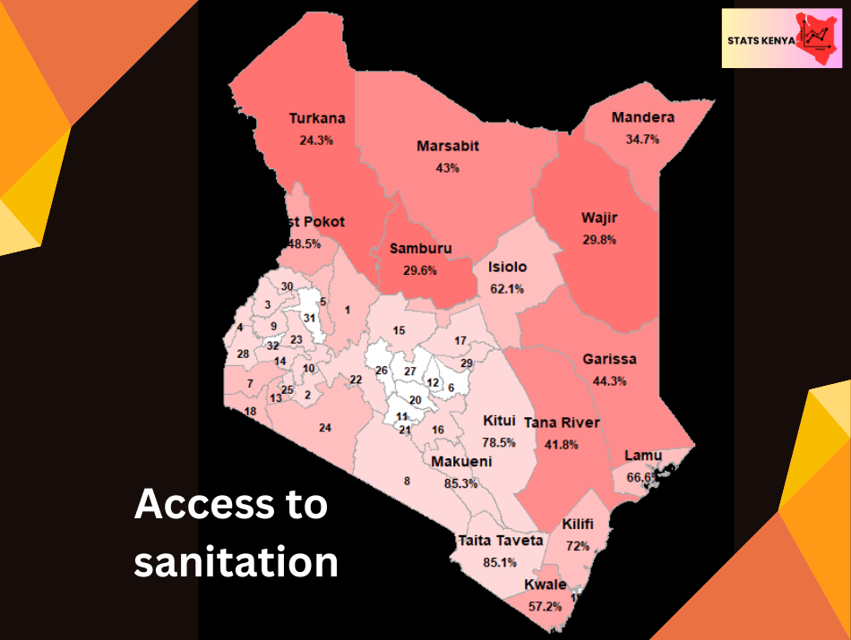 Image shows Access to Basic Sanitation Services in Kenya by County