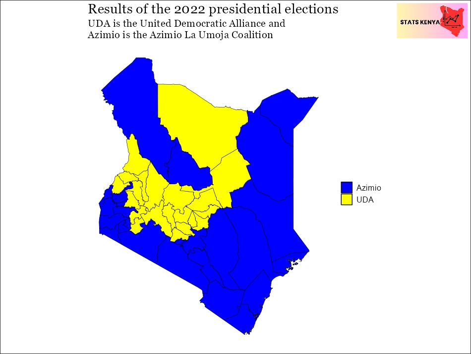 Image shows Kenya General Elections Presidential Results and Voter Turnout – 2022